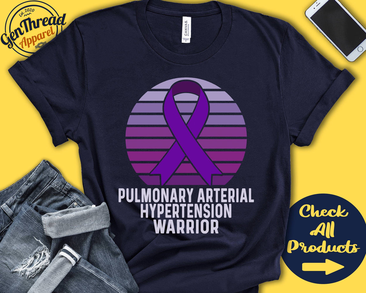 Pulmonary Arterial Hypertension Shirt PHTN Awareness Purple Ribbon Warrior Fighter Surgery Recovery Tank Hoodie A1312 Hoodie – Premium Graphic · Must-Have Style