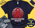 Marfan Syndrome Shirt Marfan Syndrome Awareness Red Ribbon Warrior Fighter Surgery Recovery Tank Hoodie A1334 Hoodie – Premium Graphic · Trending Graphic Apparel