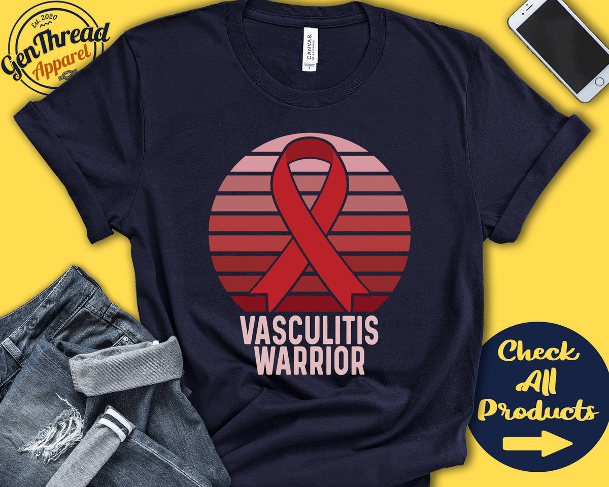 Vasculitis Shirt Vasculitis Awareness Red Ribbon Warrior Fighter Surgery Recovery Tank Hoodie A1336 Hoodie – Easygoing Wear · Great Gift For Fans