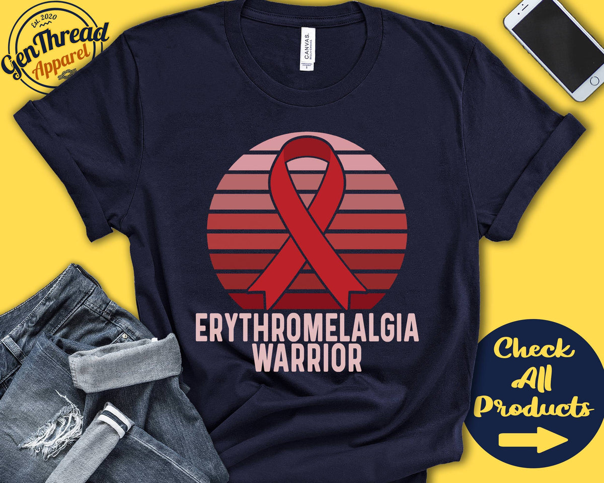 Erythromelalgia Shirt Erythromelalgia Awareness Red Ribbon Warrior Fighter Surgery Recovery Tank Hoodie A1343 Hoodie – Everyday Comfort · Top Pick For Any Outfit