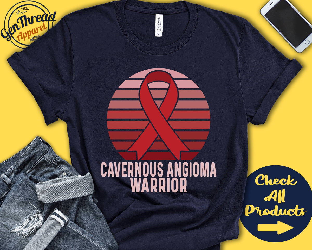 Cavernous Angioma Shirt Cavernous Angioma Awareness Red Ribbon Warrior Fighter Surgery Recovery Tank Hoodie A1347 Hoodie – Bold Style · Top Pick For Any Outfit