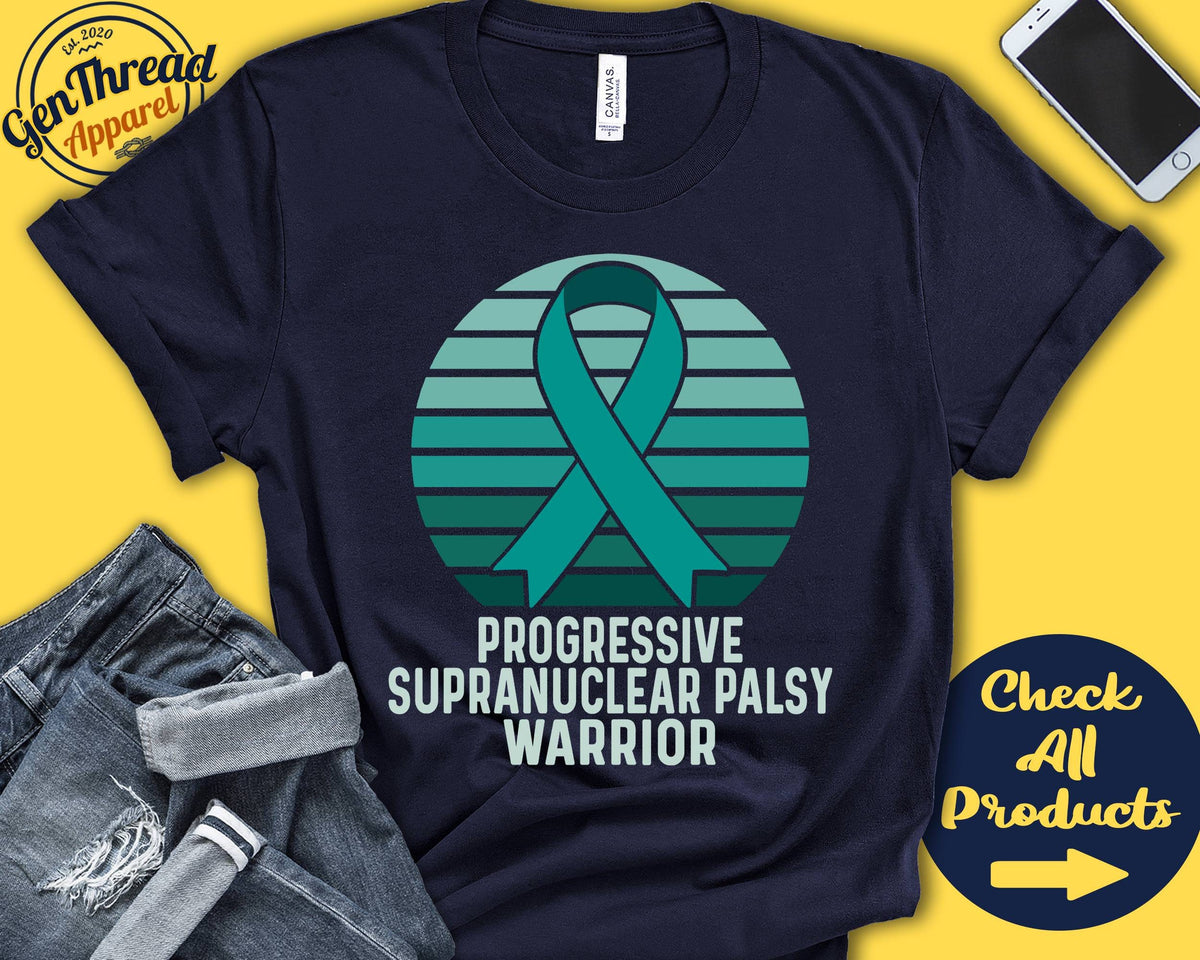 Progressive Supranuclear Palsy Shirt PSP Awareness Teal Ribbon Warrior Fighter Surgery Recovery Tank Hoodie A1380 Hoodie – Soft Feel · High-Quality Print