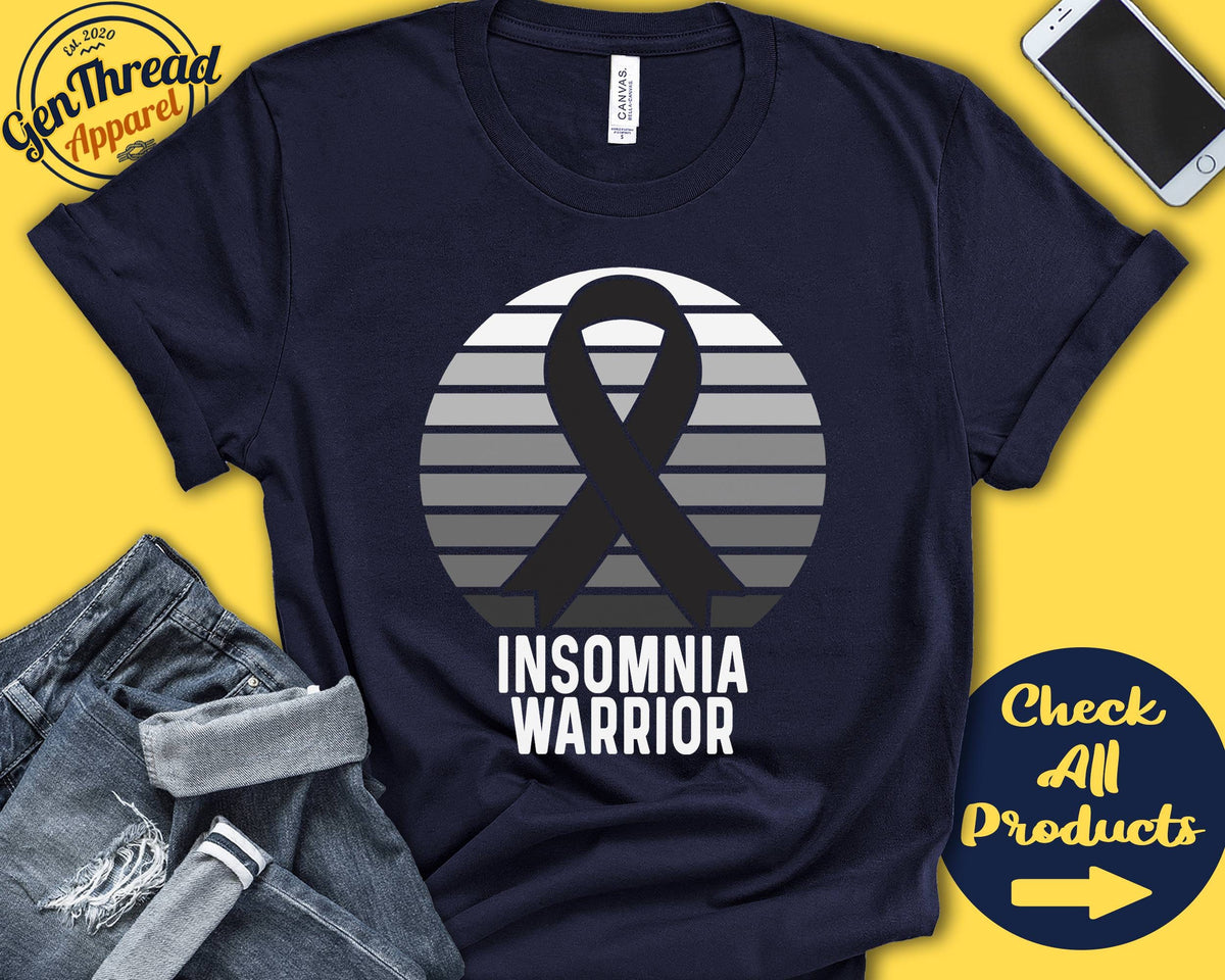 Insomnia Shirt Insomnia Awareness Black Ribbon Warrior Fighter Surgery Recovery Tank Hoodie A1412 Hoodie – Warm & Stylish · Trending Graphic Apparel