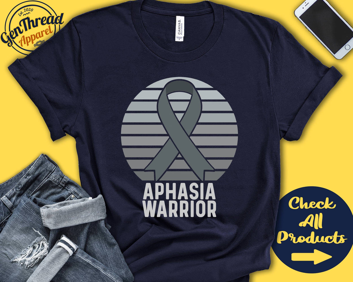 Aphasia Shirt Aphasia Awareness Gray Ribbon Warrior Fighter Surgery Recovery Tank Hoodie A1428 Hoodie – Warm & Stylish · Trending Graphic Apparel