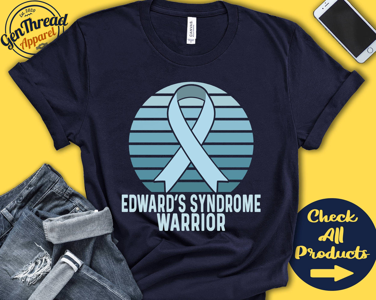 Edwards Syndrome Shirt Trisomy 18 Awareness Light Blue Ribbon Warrior Fighter Surgery Recovery Tank Hoodie A1437 Hoodie – Everyday Comfort · Must-Have Style