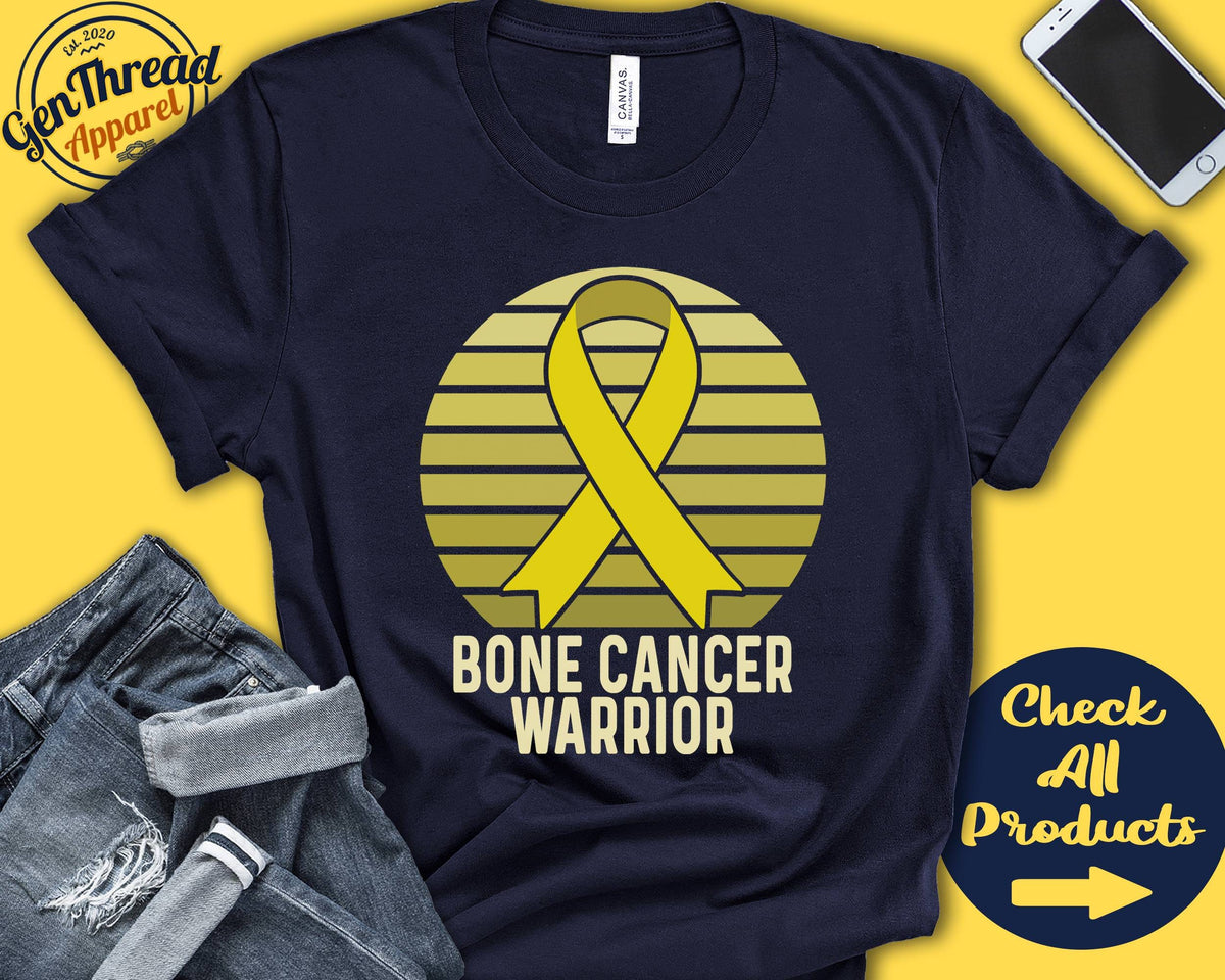Bone Cancer Shirt Bone Cancer Awareness Yellow Ribbon Warrior Fighter Surgery Recovery Tank Hoodie A1493 Hoodie – Fan Favorite · High-Quality Print