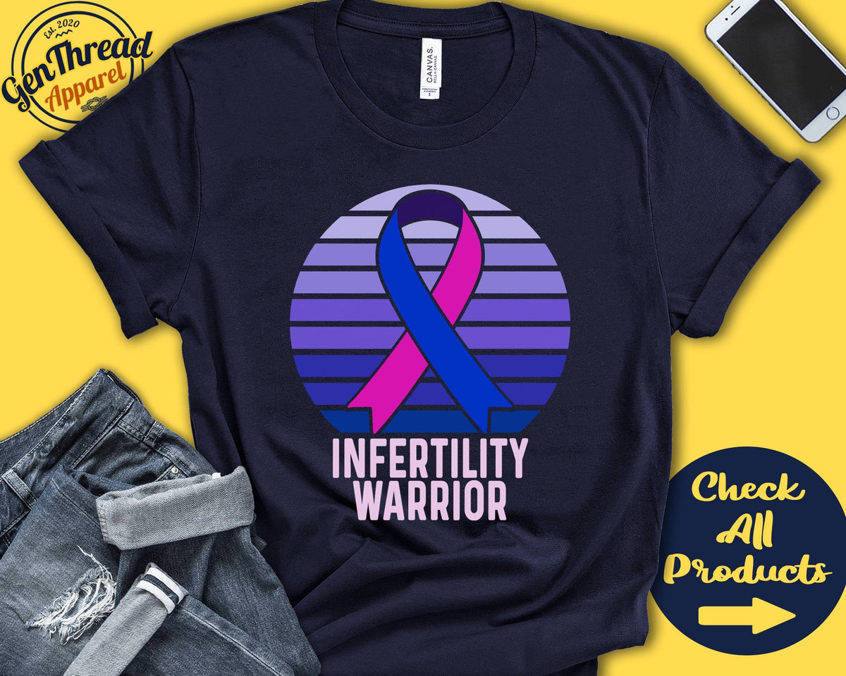 Infertility Shirt Infertility Awareness Pink Blue Ribbon Warrior Fighter Surgery Recovery Tank Hoodie A1514 Hoodie – Easygoing Wear · Great Gift For Fans