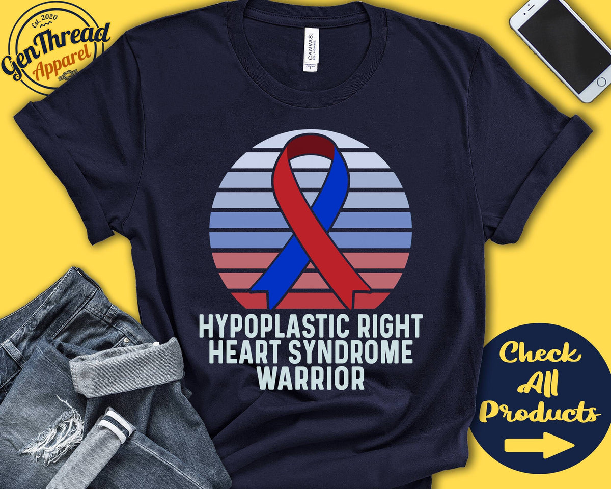 Hypoplastic Right Heart Syndrome Shirt HRHS Awareness Red Blue Ribbon Warrior Fighter Surgery Recovery Tank Hoodie A1532 Hoodie – Everyday Comfort · Top Pick For Any Outfit