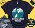 Cervical Cancer Shirt Cervical Cancer Awareness Teal White Ribbon Warrior Fighter Surgery Recovery Tank Hoodie A1544 Hoodie – Bold Style · Must-Have Style