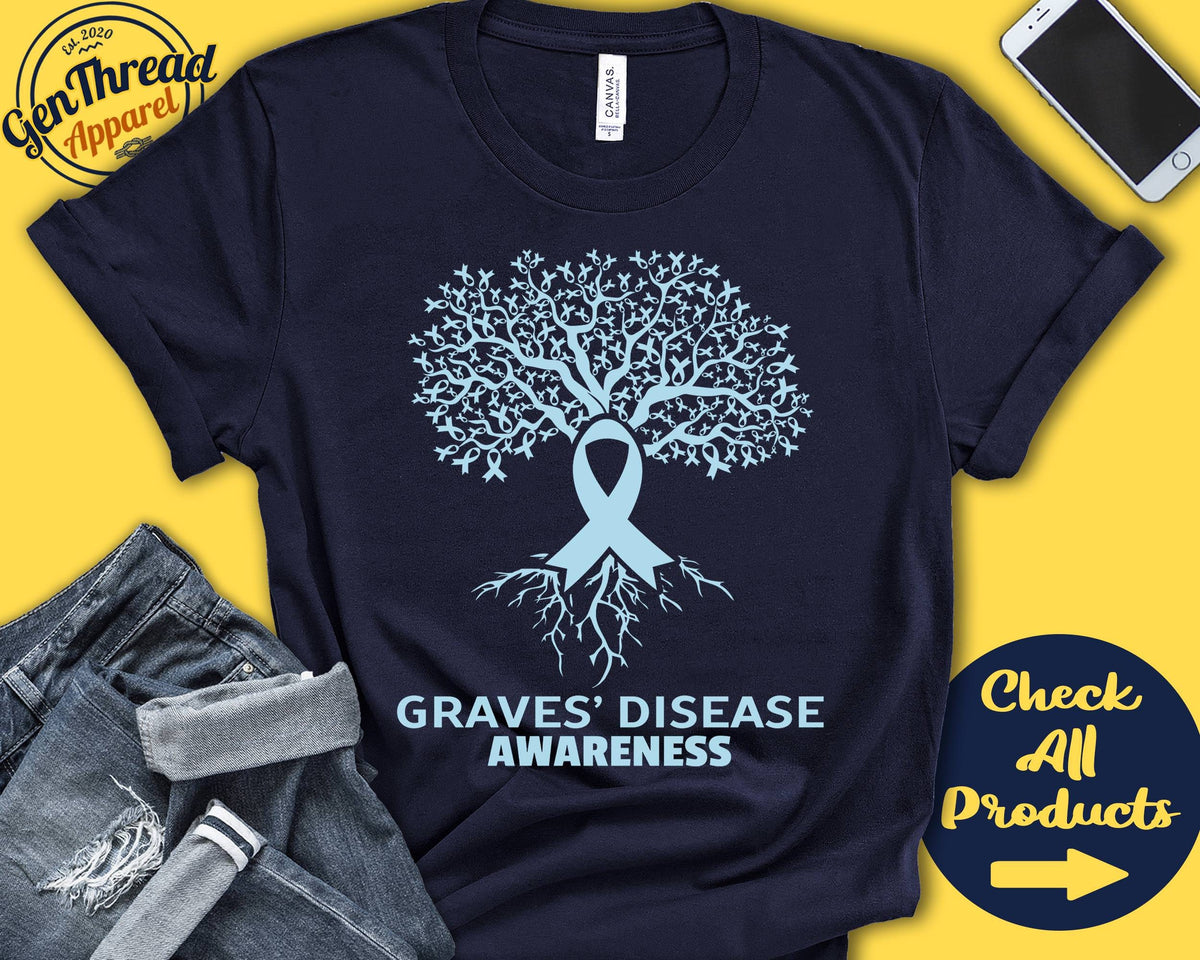 Graves Disease Shirt Graves Disease Awareness Tree Of Life Light Blue Ribbon Fighter Warrior Surgery Tank Hoodie A2788 Hoodie – Aesthetic Look · Great Gift For Fans