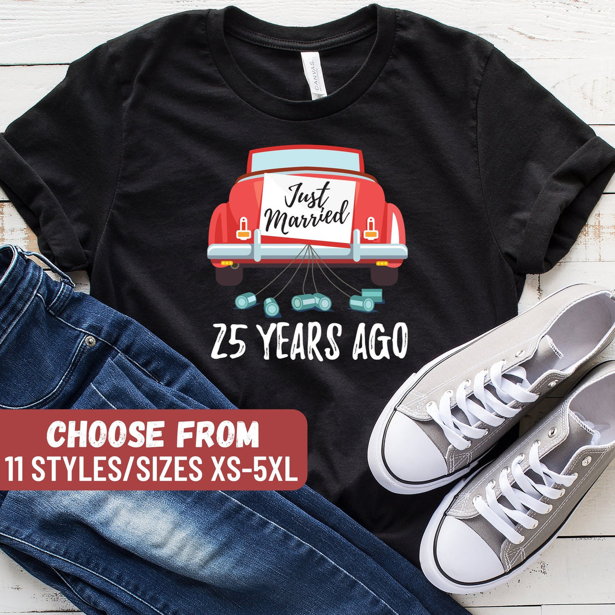 25 Year Wedding Anniversary Shirt 25th Wedding Anniversary Shirt 25 Years of Marriage 25th Anniversary Just Married 25 Years Ago TShirt Graphic Tee – Soft Feel · Must-Have Style