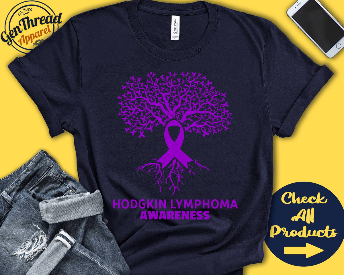 Hodgkin Lymphoma Shirt Hodgkin Lymphoma Awareness Tree Of Life Violet Ribbon Fighter Warrior Recovery Tank Hoodie A2967 Hoodie – Bold Style · High-Quality Print