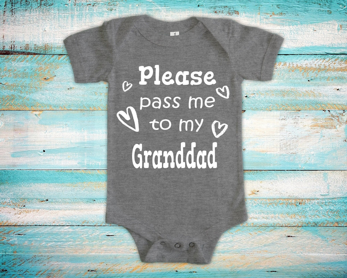 Pass Me To Granddad Cute Grandpa Baby Bodysuit Tshirt or Toddler Shirt Special Grandfather Gift or Pregnancy Announcement Graphic Tee – Soft Feel · Great Gift For Fans