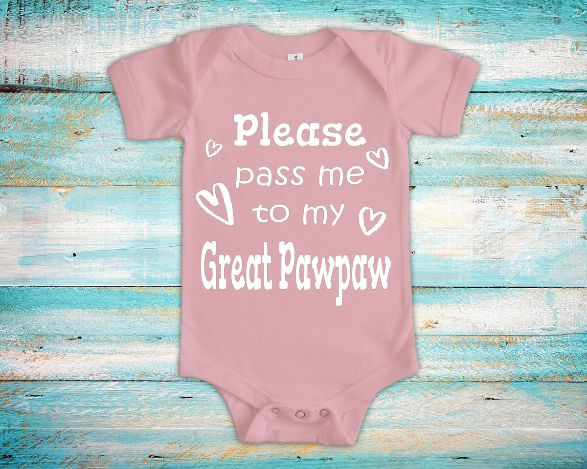 Pass Me To Great Pawpaw Cute Grandpa Baby Bodysuit Tshirt or Toddler Shirt Special Grandfather Gift or Pregnancy Announcement Graphic Tee – Everyday Comfort · High-Quality Print