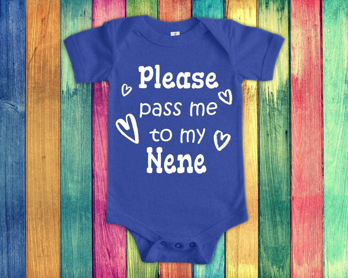 Pass Me To Nene Cute Grandma Baby Bodysuit Tshirt or Toddler Shirt Special Grandmother Gift or Pregnancy Announcement Graphic Tee – Bold Style · Great Gift For Fans