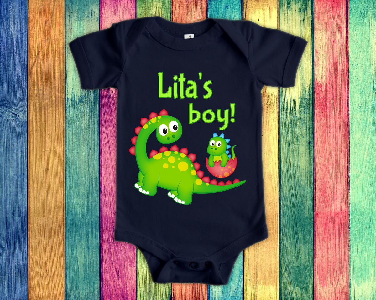 Lita39s Boy Cute Grandma Name Dinosaur Baby Bodysuit Tshirt or Toddler Shirt for a Spanish or Mexican Grandmother Gift or Pregnancy Reveal Graphic Tee – Soft Feel · Great Gift For Fans