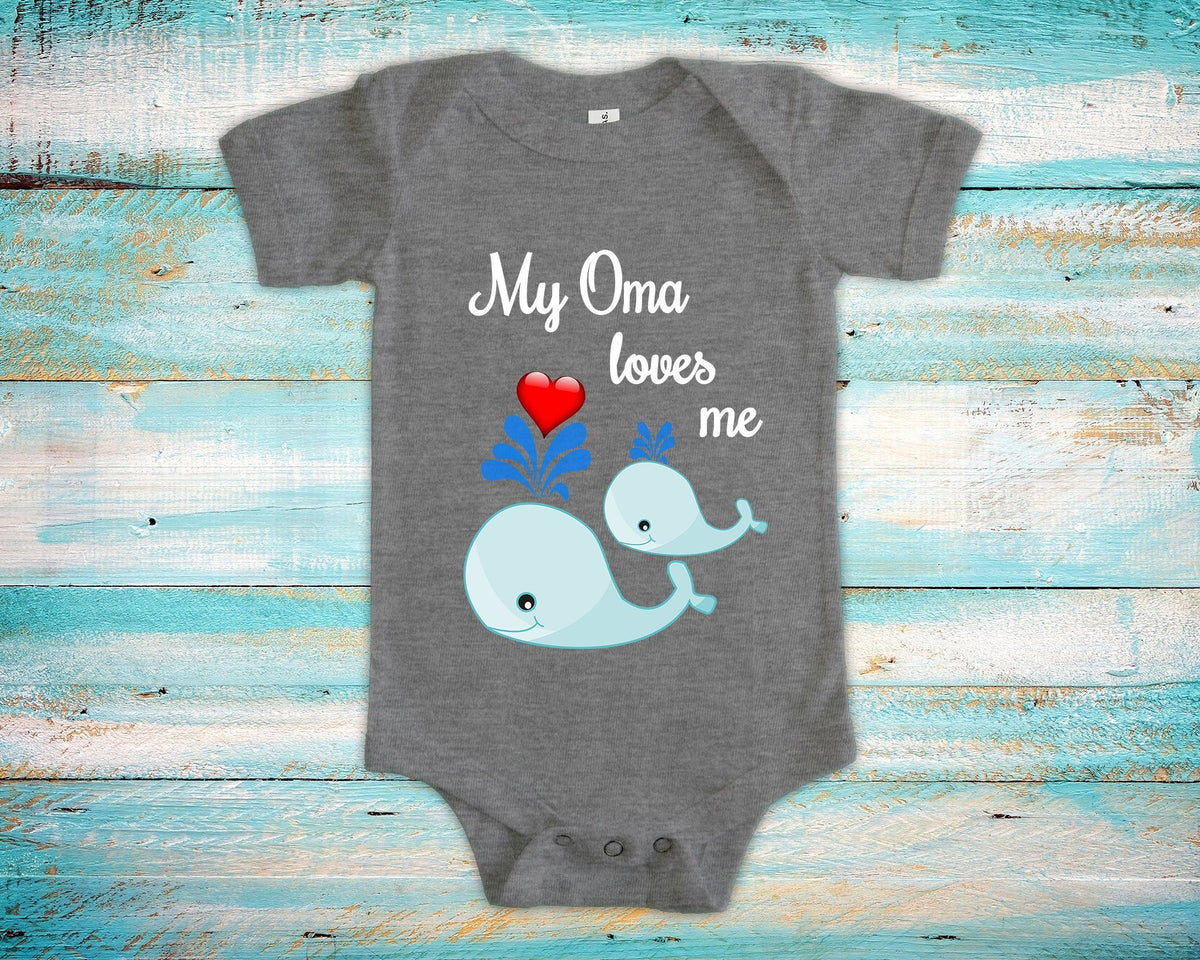 Oma Loves Me Cute Grandma Name Whale Baby Bodysuit Unique Grandmother Gift for Granddaughter or Grandson or Pregnancy Announcement Graphic Tee – Easygoing Wear · Must-Have Style