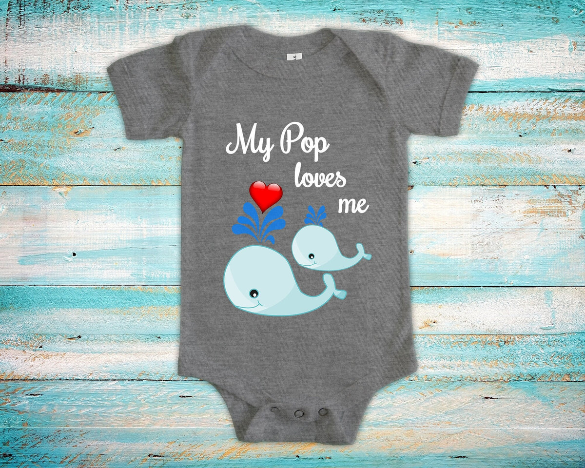 Pop Loves Me Cute Grandpa Name Whale Baby Bodysuit Unique Grandfather Gift for Granddaughter or Grandson or Pregnancy Announcement Graphic Tee – Easygoing Wear · Must-Have Style