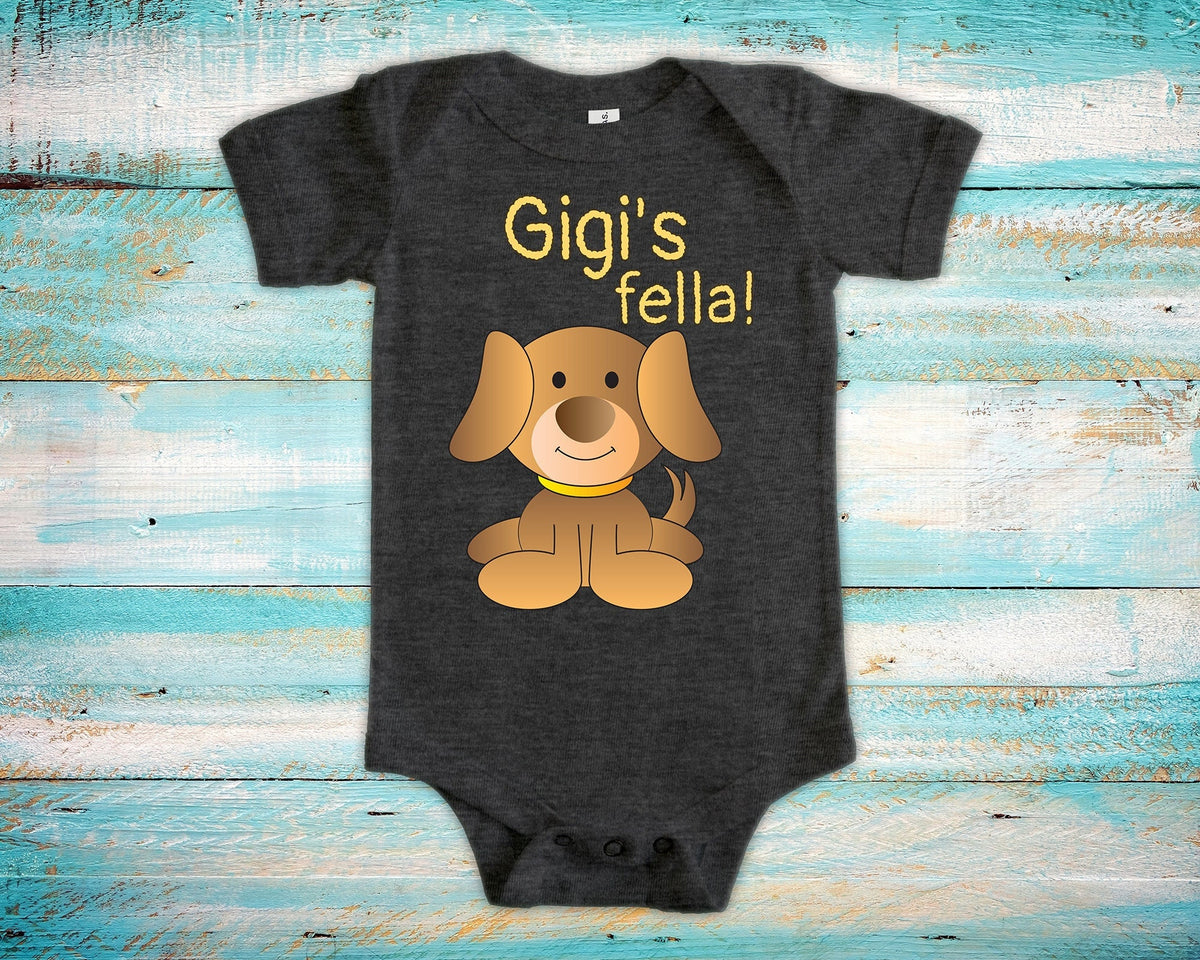 Gigi39s Fella Cute Grandma Name Puppy Baby Bodysuit Tshirt or Toddler Shirt Special Grandmother Gift or Pregnancy Reveal Announcement Graphic Tee – Fan Favorite · Great Gift For Fans