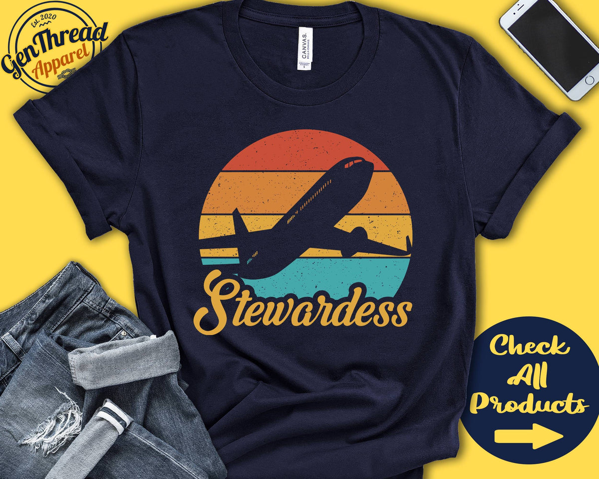 Stewardess Gift Airplane Shirt Flight Attendant Flight Crew Gift Airline Stewardess Cabin Crew Gift Tank Hoodie A0134 Hoodie – Easygoing Wear · High-Quality Print
