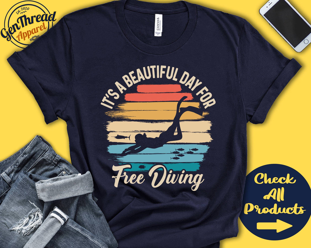 Freediver Shirt Beautiful Day For Freediving Freediver Gift Diver Shirt Deep Diving Underwater Sports Tank Hoodie A1616 Hoodie – Easygoing Wear · Great Gift For Fans