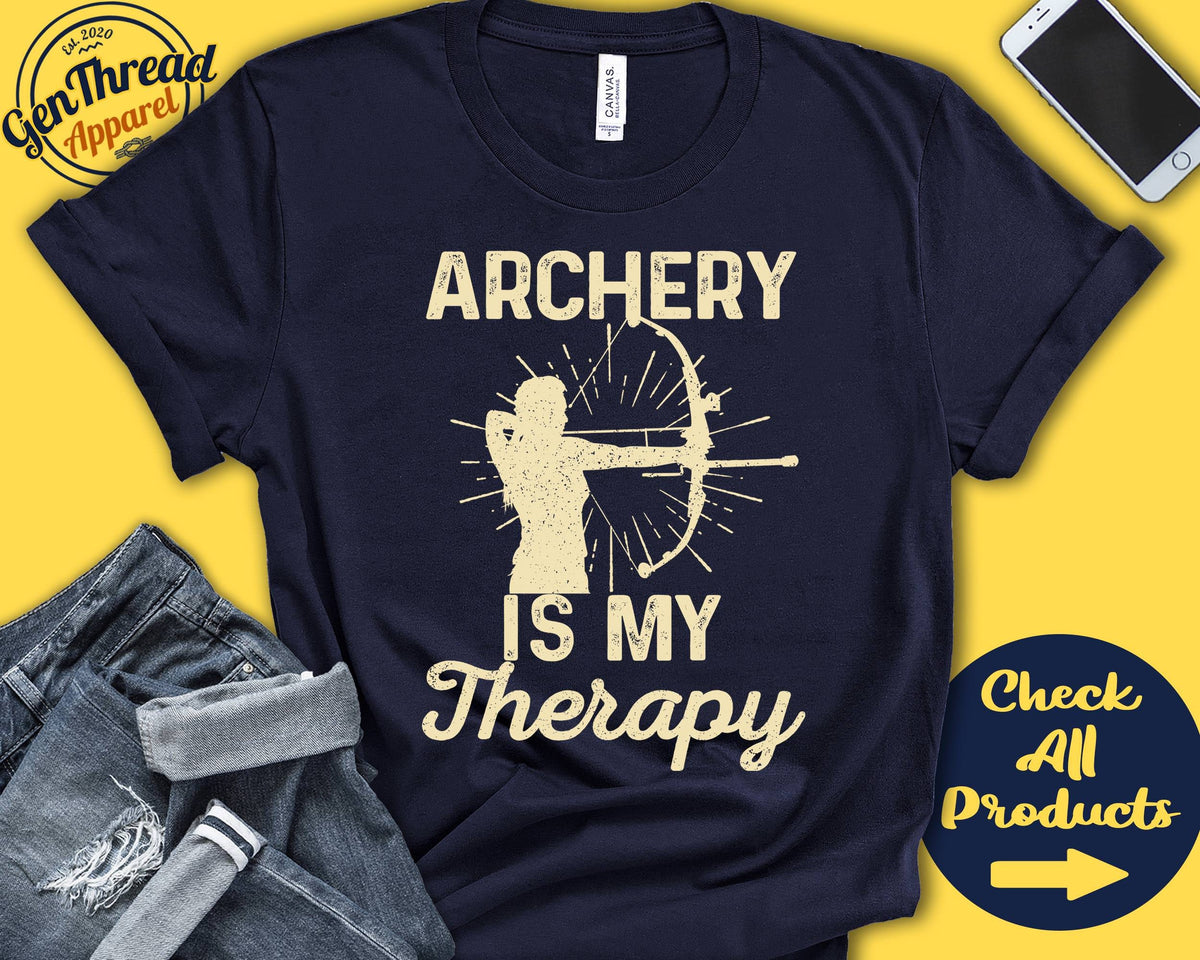 Archer Shirt Archery Is My Therapy Archer Gift Archery Lover Bow And Arrow Girl Women Target Sports Tank Hoodie A2190 Hoodie – Bold Style · Great Gift For Fans