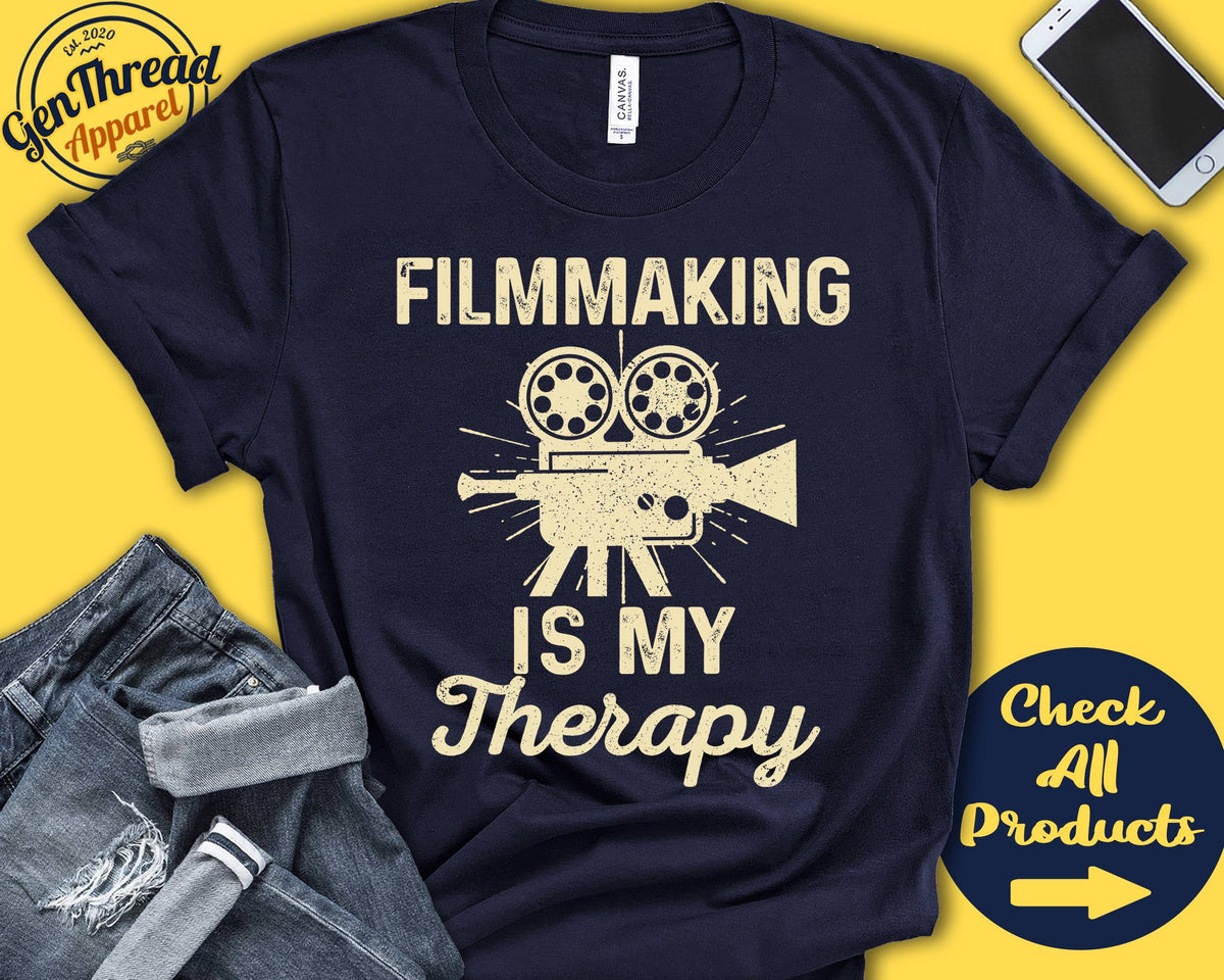 Filmmaking Shirt Gift For Filmmaker Cinematographer Videographer Tee Hobby Is My Therapy Tank Hoodie A2291 Hoodie – Bold Style · High-Quality Print