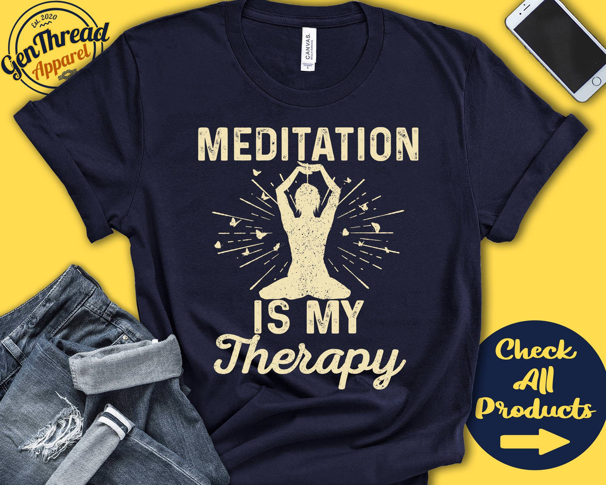 Meditation Shirt Meditating Gift Yoga Shirt Gift For Yogi Namaste Zen Tee Hobby Is My Therapy Tank Hoodie A2339 Hoodie – Aesthetic Look · Great Gift For Fans