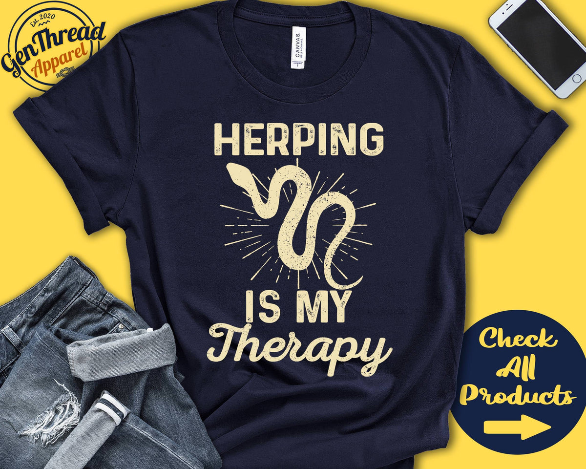 Herping Shirt Gift For Herping Lover Herpetology Amphibian Reptile Hobby Is My Therapy Tank Hoodie A2366 Hoodie – Premium Graphic · Must-Have Style