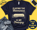 Harmonica Player Shirt Harmonica Gift Tee Blues Music Wind Musician Music Instrument My Therapy Tank Hoodie A2497 Hoodie – Bold Style · Top Pick For Any Outfit