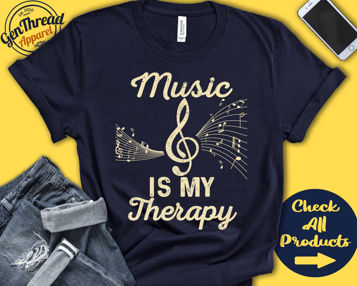 Music Is My Therapy Music Lover Musician Music Teacher Composer Singer Vocal Coach Orchestra Pianist Tank Hoodie A2540 Hoodie – Aesthetic Look · Top Pick For Any Outfit