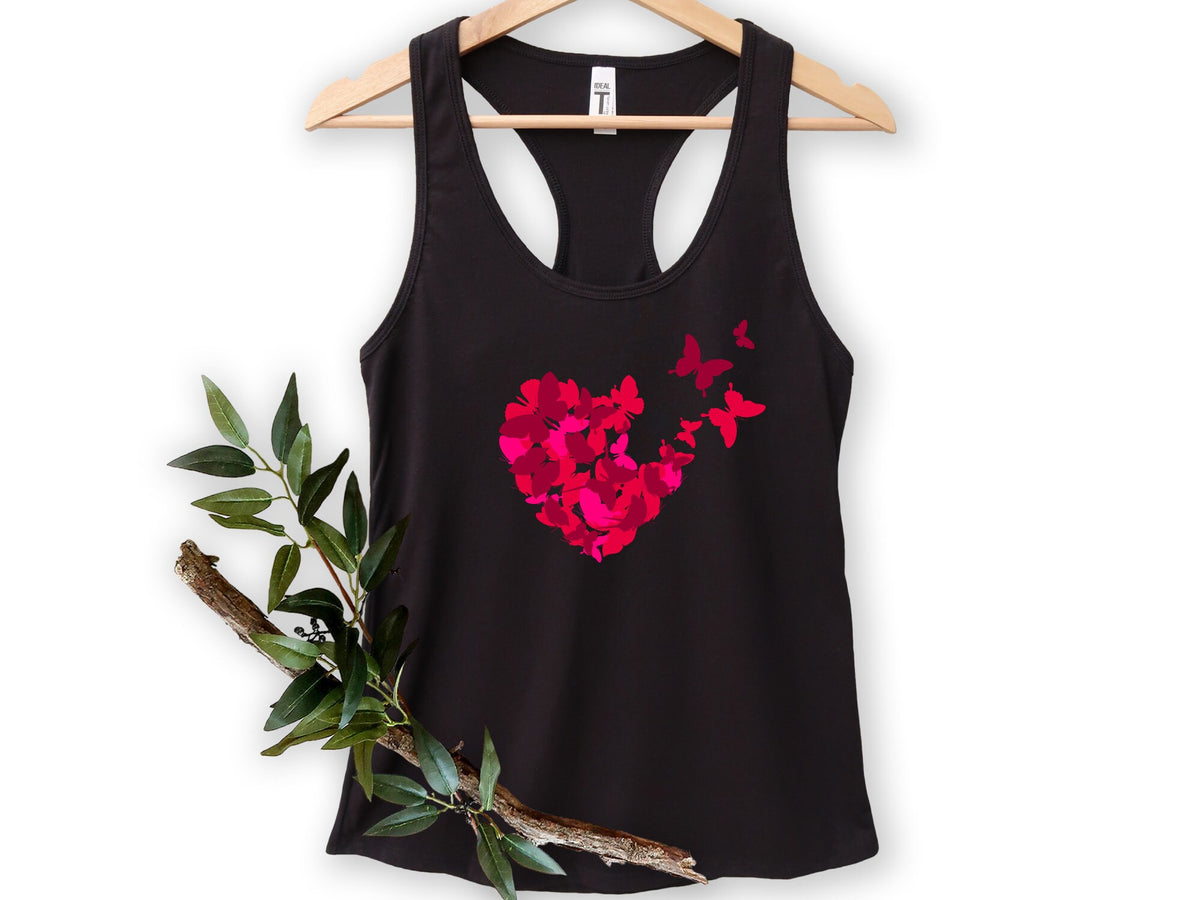 Butterfly Heart Tank Gift For Valentine39s Day Tank For Couple Happy Valentine39s Day Tank Red Heart Tank Butterfly Tank Tank Top – Bold Style · Great Gift For Fans