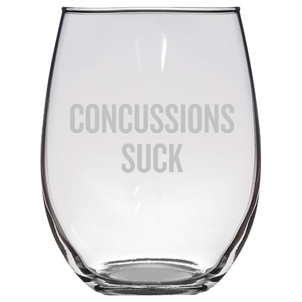 Concussion Gift Concussion Wine Glass Stemless Wine Glass Head Injury Gift Concussion Recovery Get Well Gift Concussions Suck Graphic Tee – Aesthetic Look · Great Gift For Fans