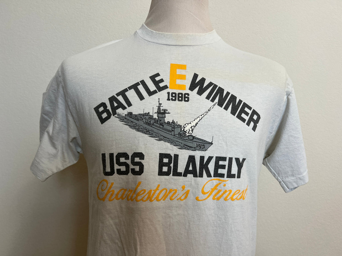 Vintage 8039s Battle E Winner 1986 USS Blakely Charleston39s Finest T Shirt Size L Graphic Tee – Cozy Vibes · Great Gift For Fans