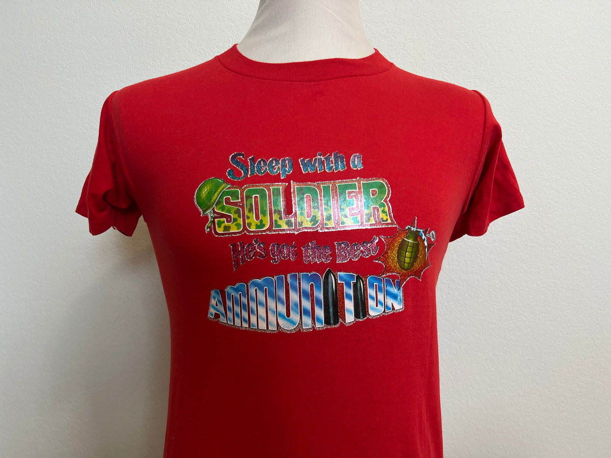 Vintage 8039s Sleep with a Soldier He39s got the Best Ammunition T Shirt Size M Graphic Tee – Bold Style · Great Gift For Fans