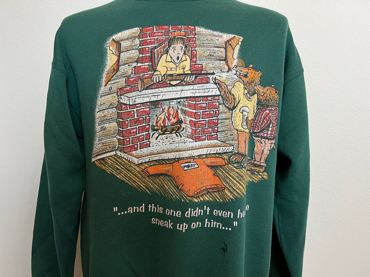 Vintage 9039s quotand this one didn39t even hear me sneak up on him39quot Hunting Crewneck Sweatshirt Size L Sweatshirt – Aesthetic Look · Must-Have Style