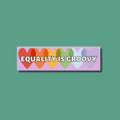 Equality Bumper Sticker Equality is Groovy Retro Inspired Car Decal LGBTQ Sticker for Cars Pride Sticker with Hearts Rainbow Sticker Graphic Tee – Warm & Stylish · High-Quality Print