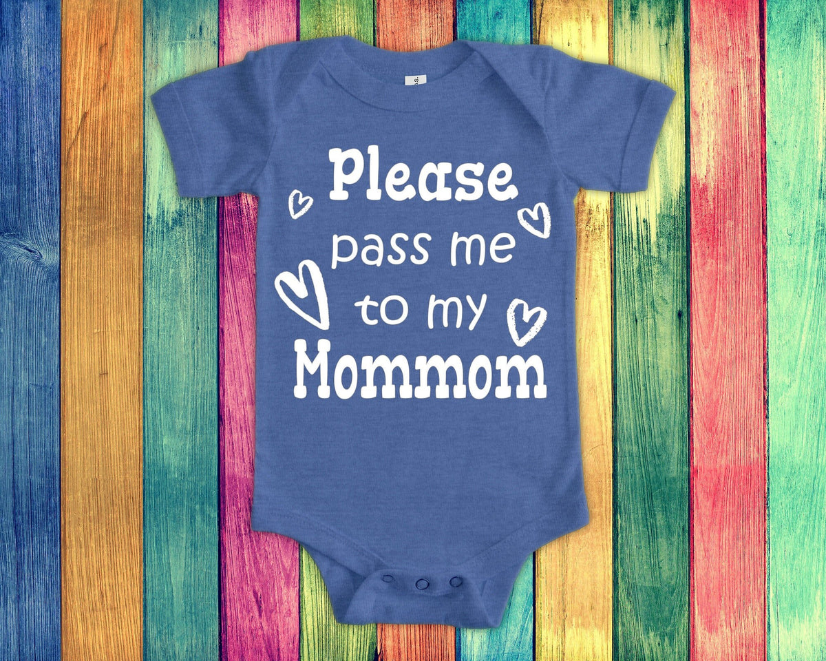 Pass Me To Mommom Cute Grandma Baby Bodysuit Tshirt or Toddler Shirt Special Grandmother Gift or Pregnancy Announcement Graphic Tee – Premium Graphic · Perfect For Daily Wear