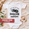 Pregnancy Reveal Pregnancy Announcement Funny Baby Bodysuit Baby Gift Pack My Diapers I39m Going Racing With Grandpa Baby Bodysuit Graphic Tee – Aesthetic Look · High-Quality Print