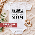Pregnancy Reveal Pregnancy Announcement Funny Baby Bodysuit Baby Gift My Uncle Is Definitely Cooler Than My Mom Baby Bodysuit Graphic Tee – Soft Feel · Great Gift For Fans