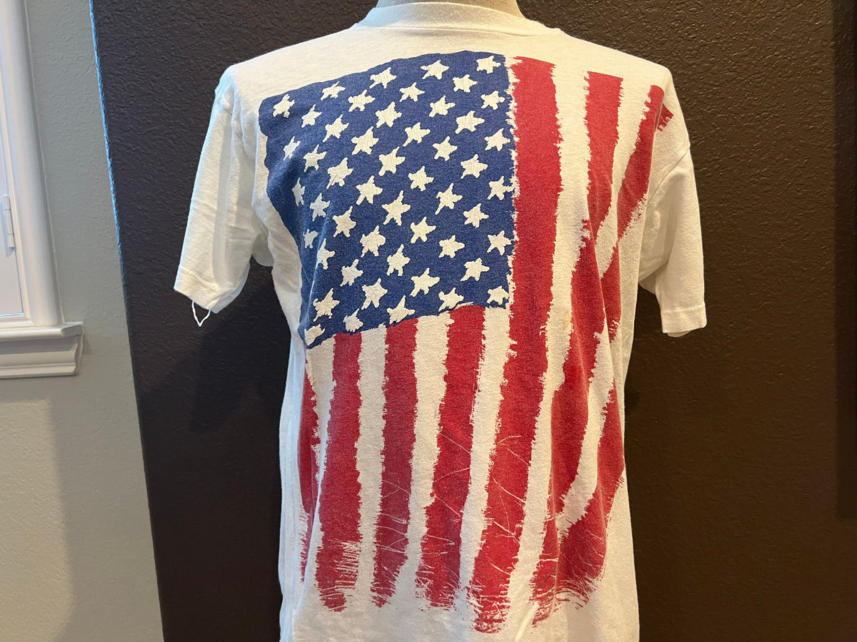 Vintage 8039s American Flag White T Shirt Size L Graphic Tee – Soft Feel · High-Quality Print