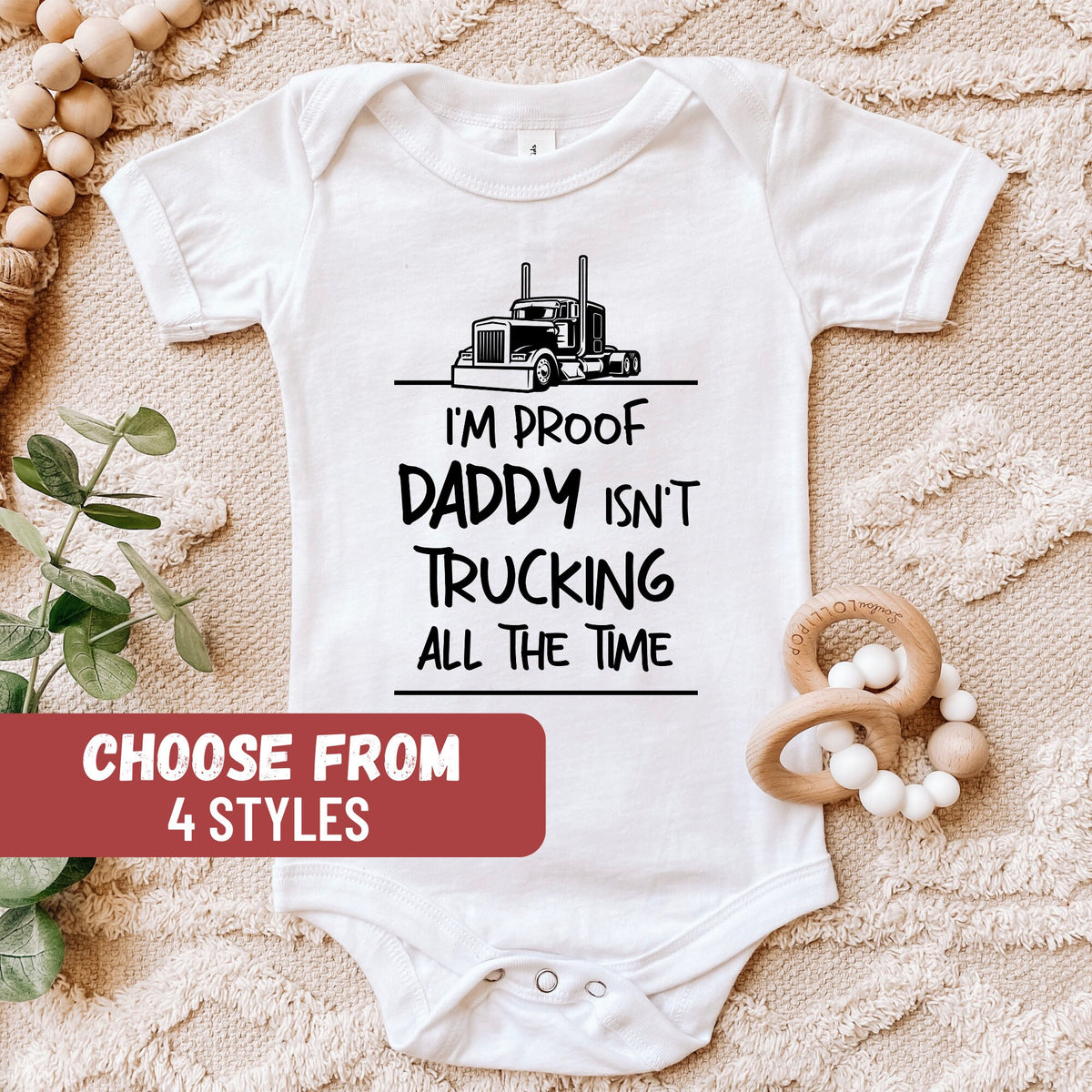 I39m Proof Daddy Isn39t Trucking All The Time Baby Bodysuit Pregnancy Reveal Shirt Baby Shower Gift Funny Baby Bodysuit Baby Gift Graphic Tee – Aesthetic Look · Top Pick For Any Outfit