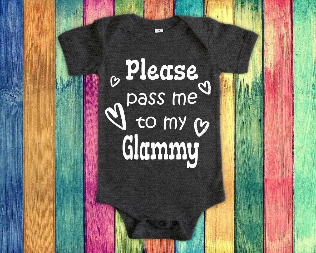 Pass Me To Glammy Cute Grandma Baby Bodysuit Tshirt or Toddler Shirt Special Grandmother Gift or Pregnancy Announcement Graphic Tee – Soft Feel · High-Quality Print