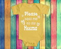Pass Me To Meema Cute Grandma Baby Bodysuit Tshirt or Toddler Shirt Special Grandmother Gift or Pregnancy Announcement Graphic Tee – Premium Graphic · High-Quality Print