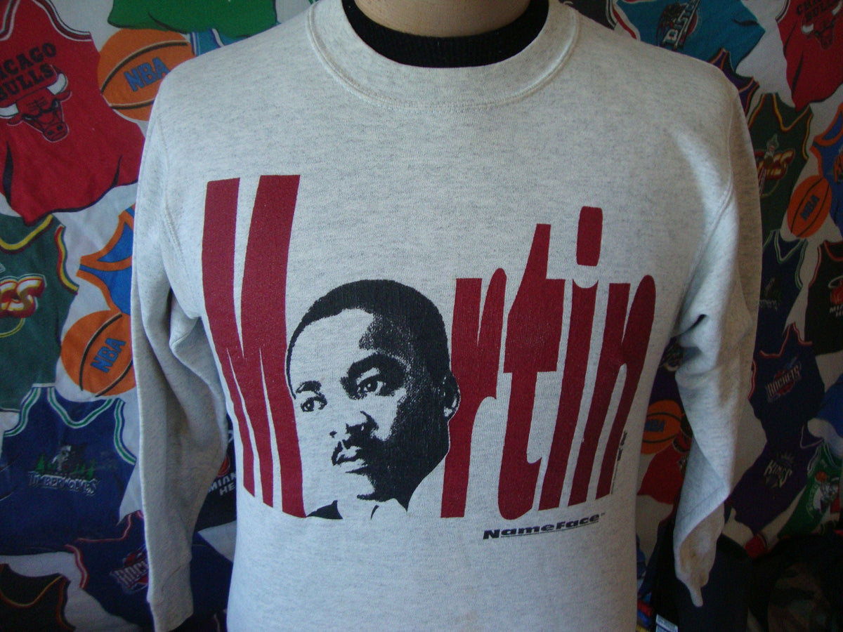 Vintage 9039s Martin Luther King Jr Name Face Crewneck Sweatshirt S Sweatshirt – Soft Feel · Trending Graphic Apparel