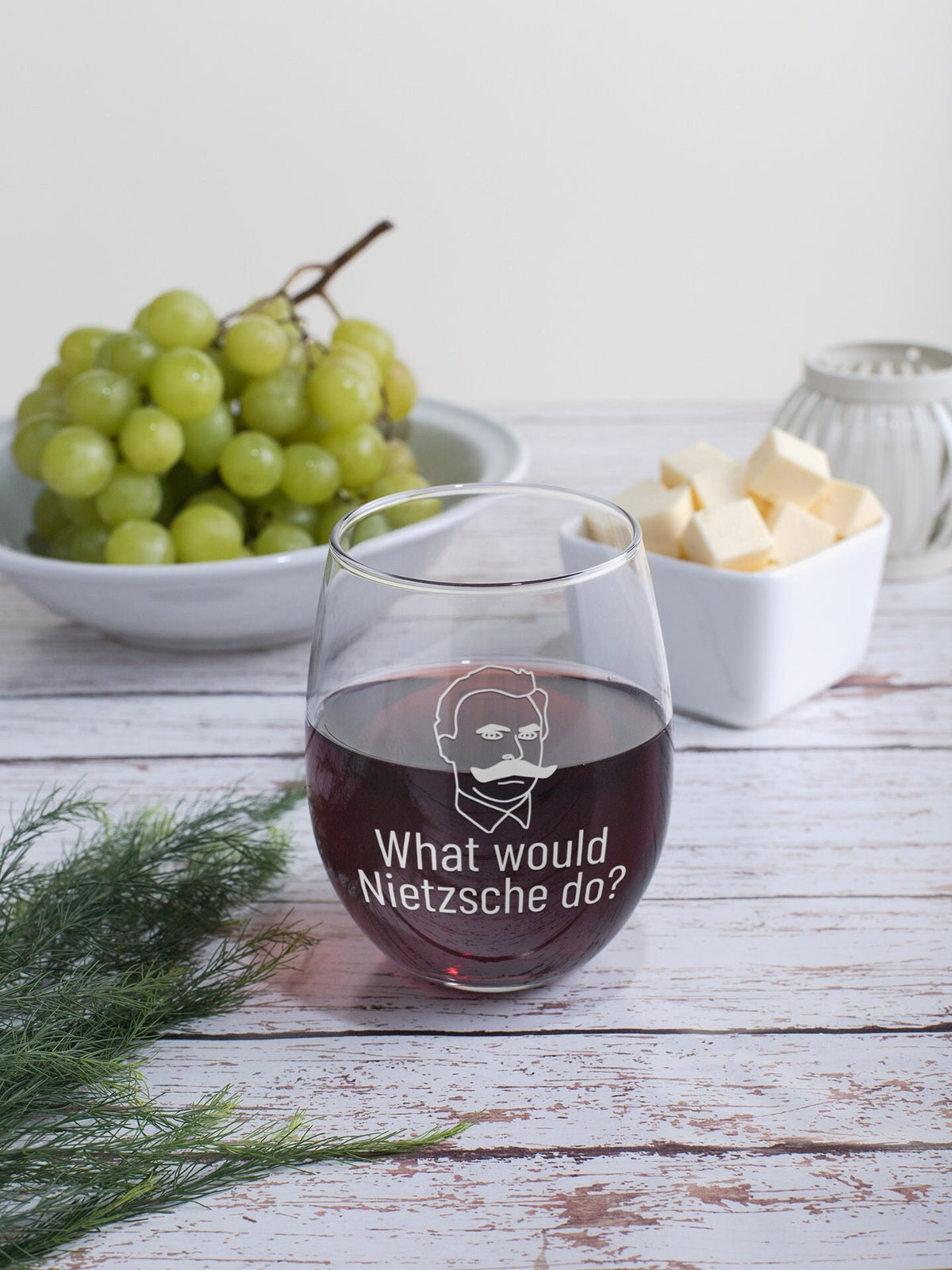 Nietzsche Wine Glass Philosophy Teacher Philosophy Student Gift Nihilist Nihilism What Would Nietzsche Do Stemless Graphic Tee – Aesthetic Look · High-Quality Print