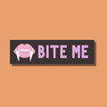 Bite Me Sticker for Halloween Funny Sticker with Vampire Fangs Retro 9039s Inspired Sticker Feminist Sticker Spooky Vampire Sticker Graphic Tee – Aesthetic Look · Trending Graphic Apparel