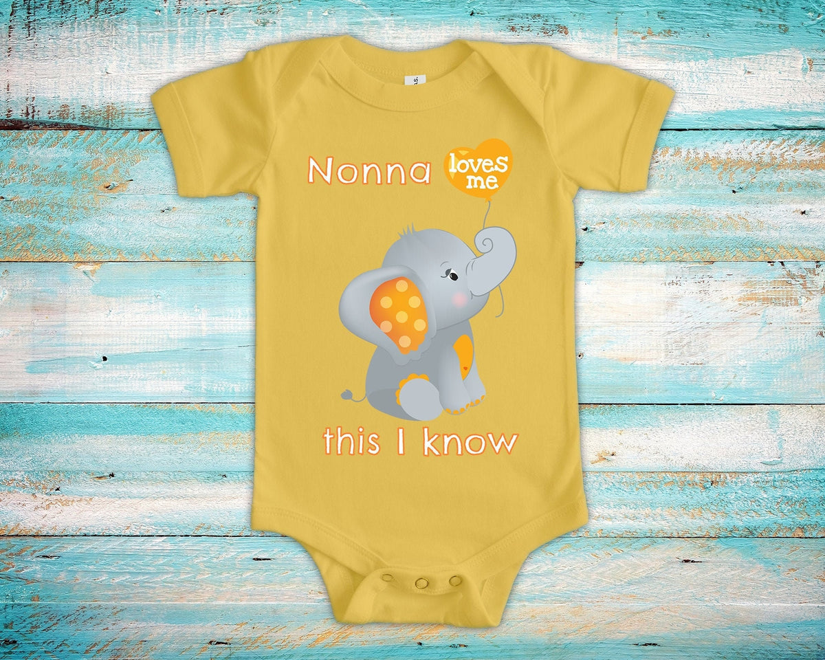 Nonna Loves Me Cute Grandma Name Elephant Baby Bodysuit Unique Grandmother Gift for Granddaughter or Grandson or Pregnancy Announcement Graphic Tee – Cozy Vibes · Great Gift For Fans