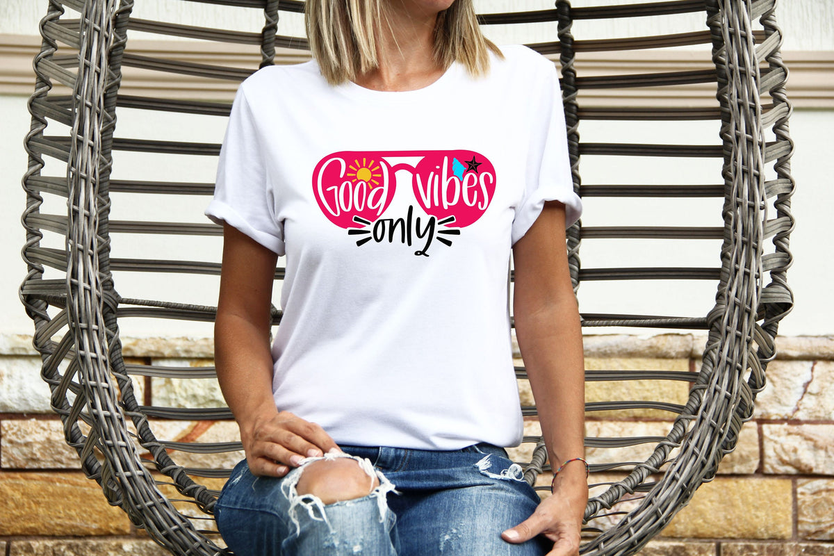 Womens Summer Tops TShirt T Shirt TShirt Tees Holiday Shirt For Women Holiday Top Good Vibes Only Graphic Tee – Premium Graphic · High-Quality Print