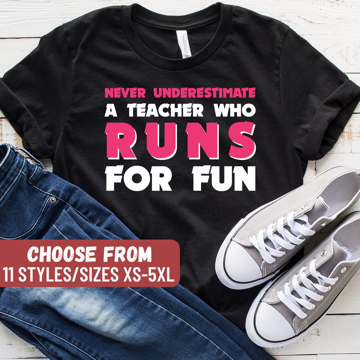 Running Shirt Running Gift Runner Gift Funny Running Shirt Running Lover Gift Never Underestimate A Teacher Who Runs For Fun TShirt Graphic Tee – Easygoing Wear · Must-Have Style
